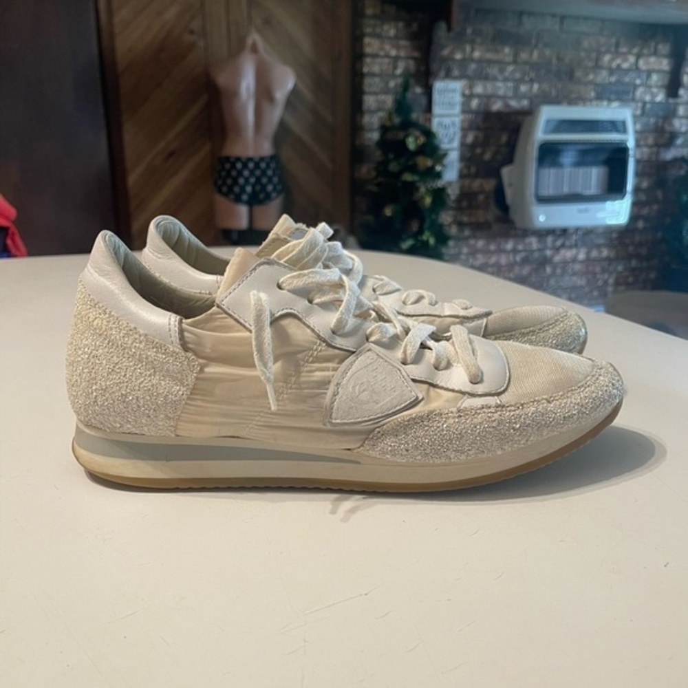 Philippe Model Paris White Glitter Women’s 10 TRPX Low Top Sneakers